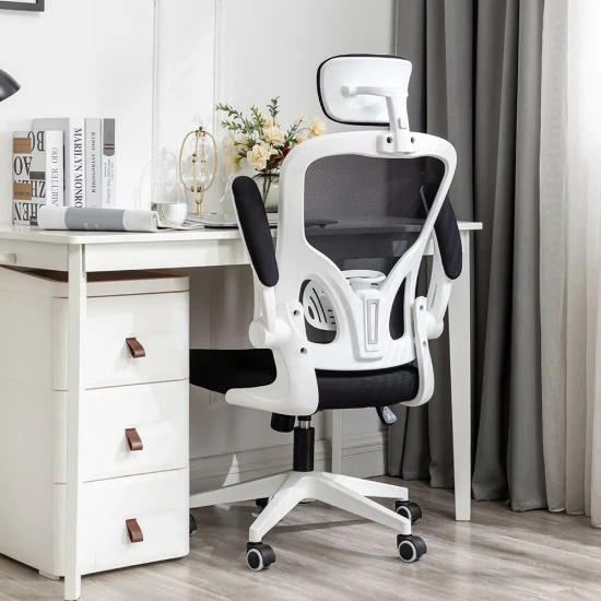Vendite in fabbrica: sedia da ufficio direzionale ergonomica girevole di lusso con schienale alto in rete intera in sedia da gioco con rotelle bianca per dipendenti